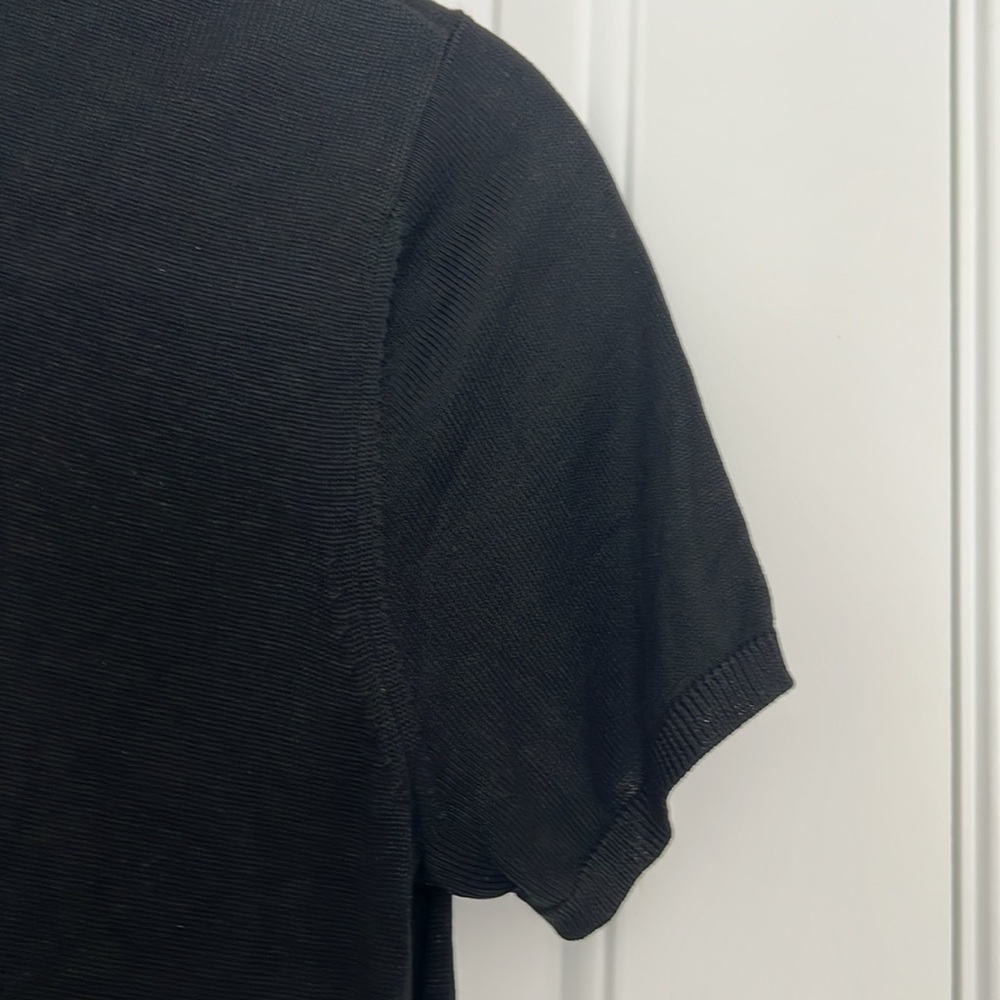 August silk, size, small, black, short sleeve, high neck, 100% silk sweater - Picture 3 of 8